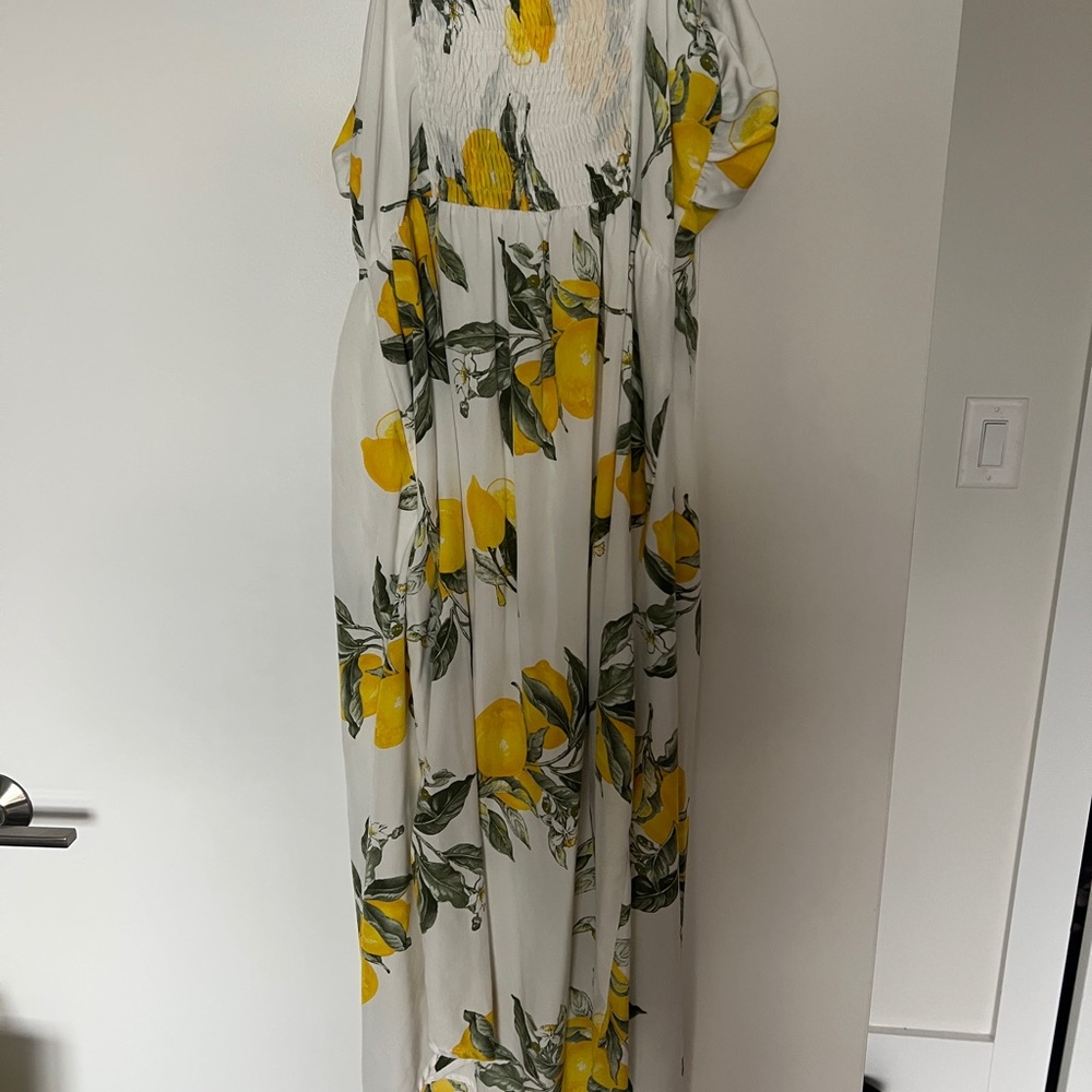 Moon River Asymmetrical A-line Yellow Green Sundress - Picture 6 of 6